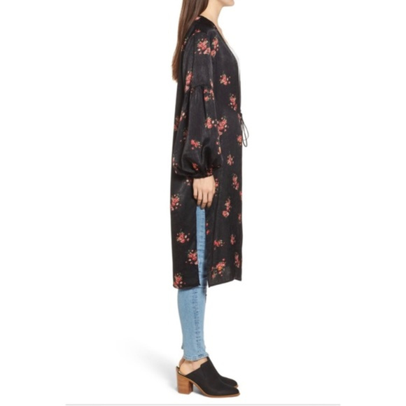 Lush Tie Front Floral Print Duster - Picture 3 of 6